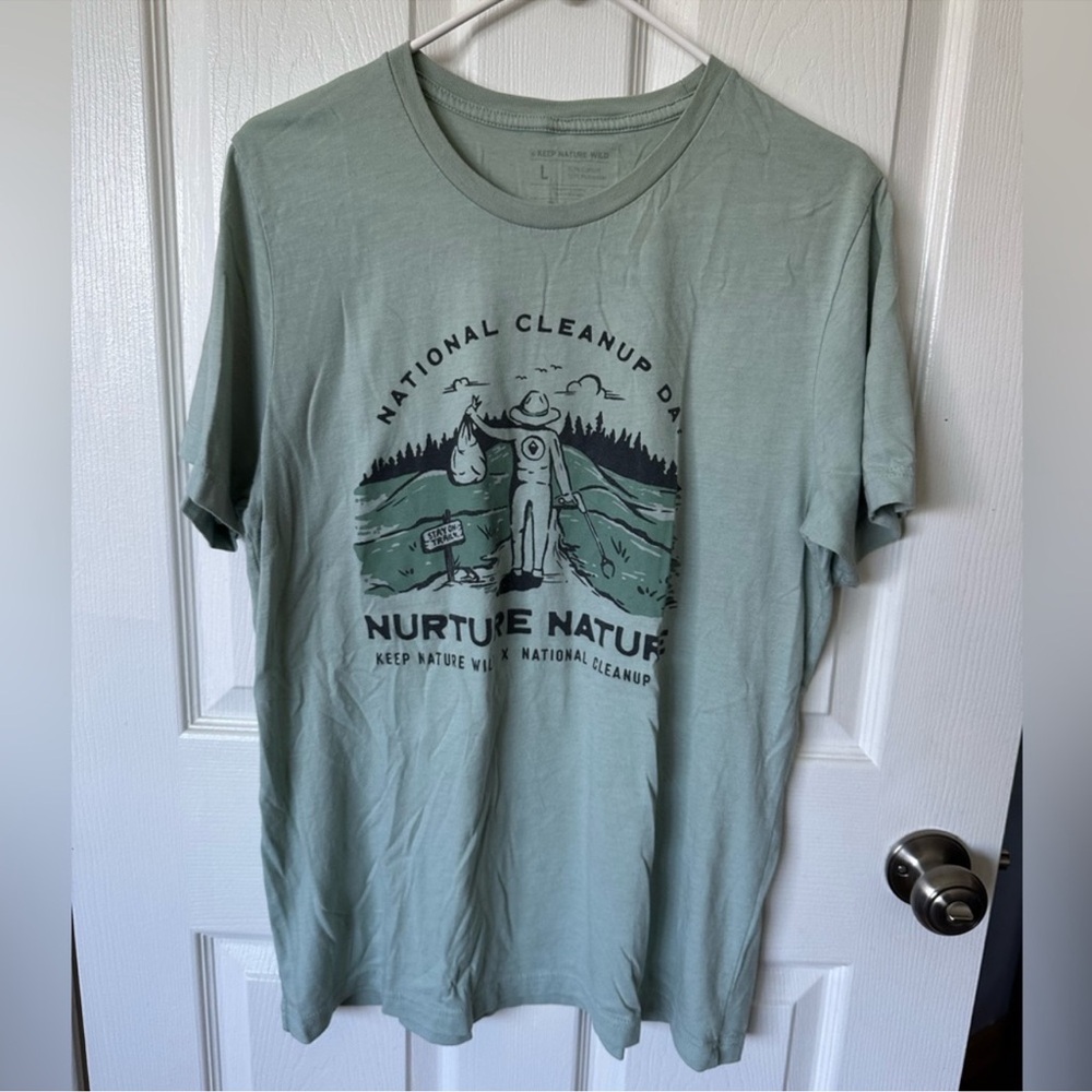 Nurture Nature National Cleanup Day Short-Sleeve Tee shirt sage green